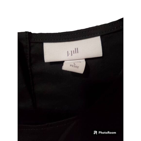 J Jill Black Black 3/4 Sleeve Asymmetrical Hem Tunic Top Blouse Petite Large - Picture 2 of 3